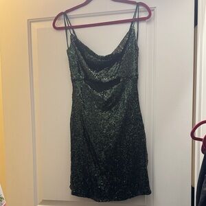 Altar'd State Sparkling Green Mini Dress